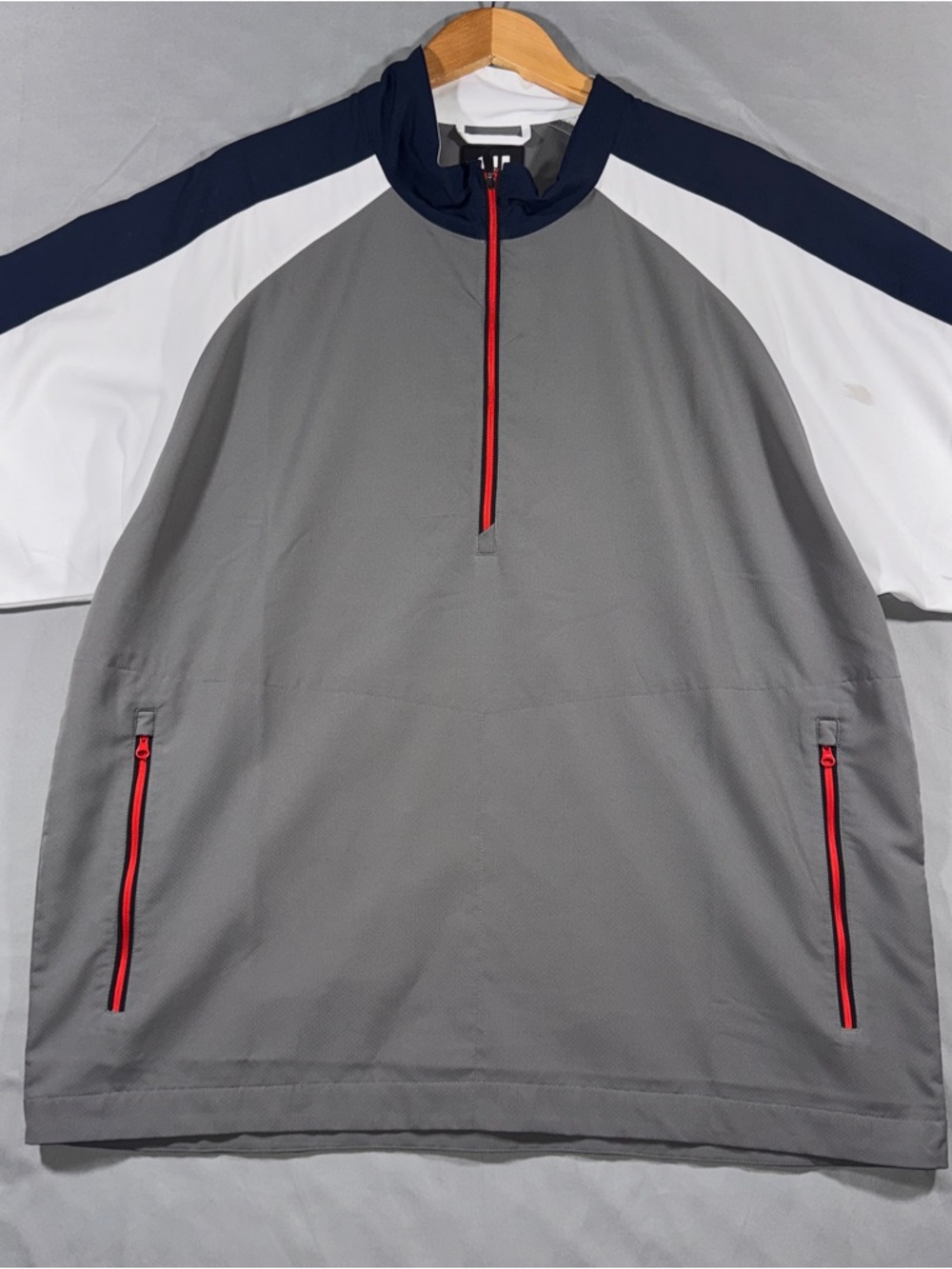 FootJoy Short Sleeve Half-Zip Golf Pullover Windshirt Grey XL Boundary Oak